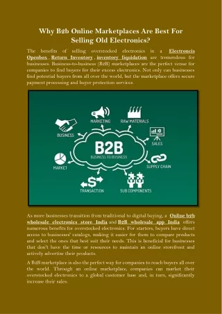 why b2b online marketplaces are best for selling