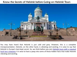 Know the Secrets of Helsinki before Going on Helsinki Tours