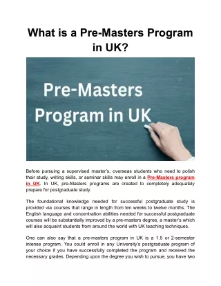 what is a pre masters program in uk