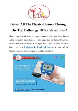 Pathology in Kandivali East Call-8530493520