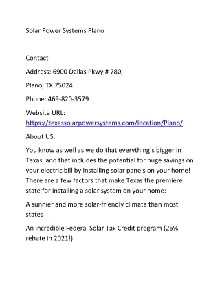 solar power systems plano