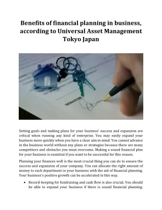 Benefits of financial planning in business, according to Universal Asset Management Tokyo Japan