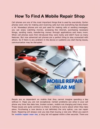 how to find a mobile repair shop