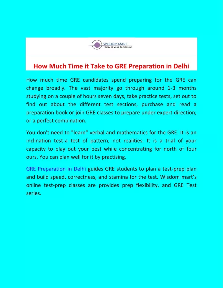 how much time it take to gre preparation in delhi