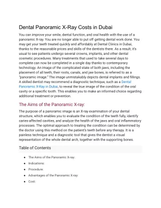 Dental Panoramic X-Ray Costs in Dubai