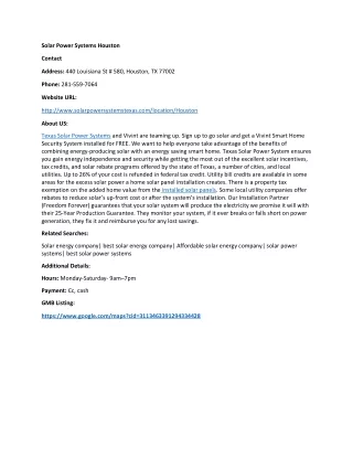 solar power systems houston