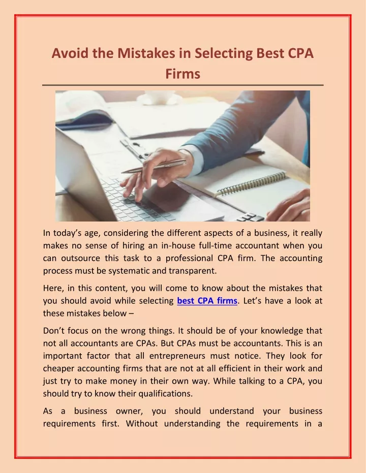 avoid the mistakes in selecting best cpa firms