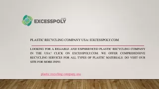 Plastic Recycling Company Usa  Excesspoly.com