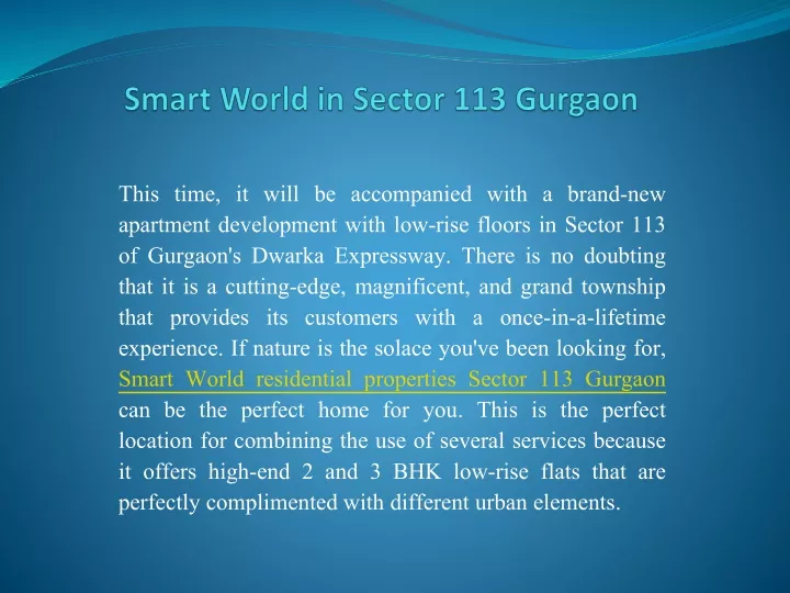smart world in sector 113 gurgaon