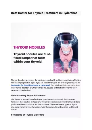 Best Doctor for Thyroid Treatment in Hyderabad | Dr. Jp Kotla