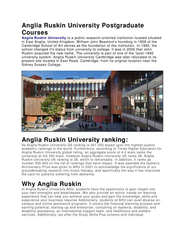 anglia ruskin university postgraduate courses
