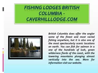 Fishing Lodges British Columbia - caverhilllodge.com