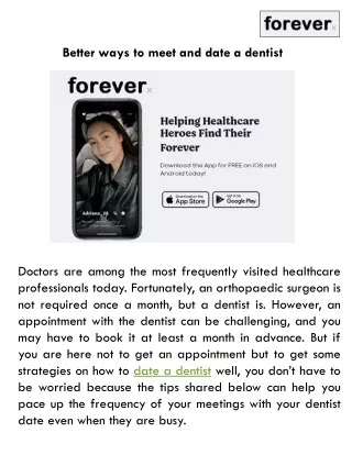 better ways to meet and date a dentist