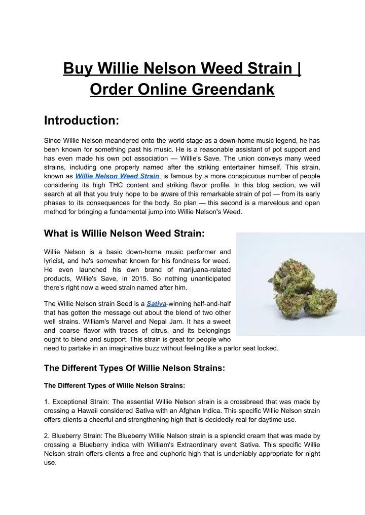 buy willie nelson weed strain order online