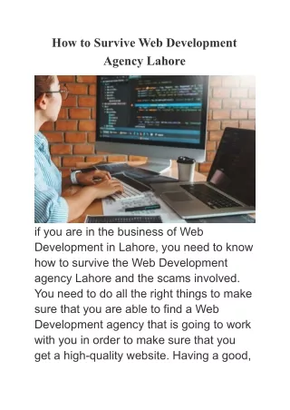 How to Survive Web Development Agency Lahore