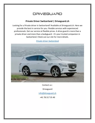 private driver switzerland driveguard ch