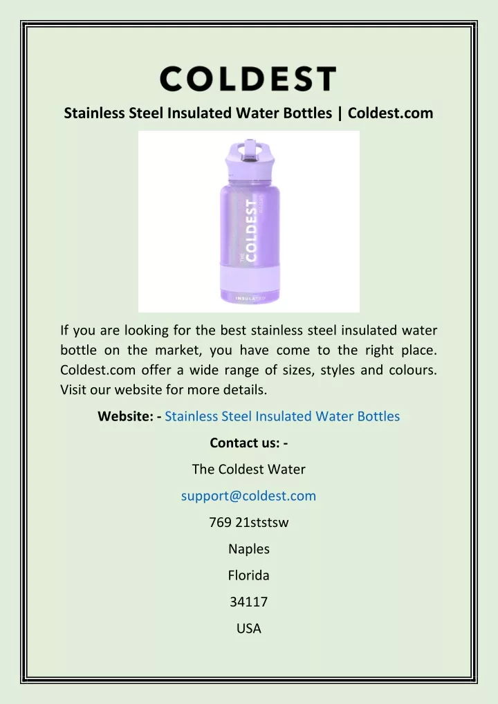 stainless steel insulated water bottles coldest