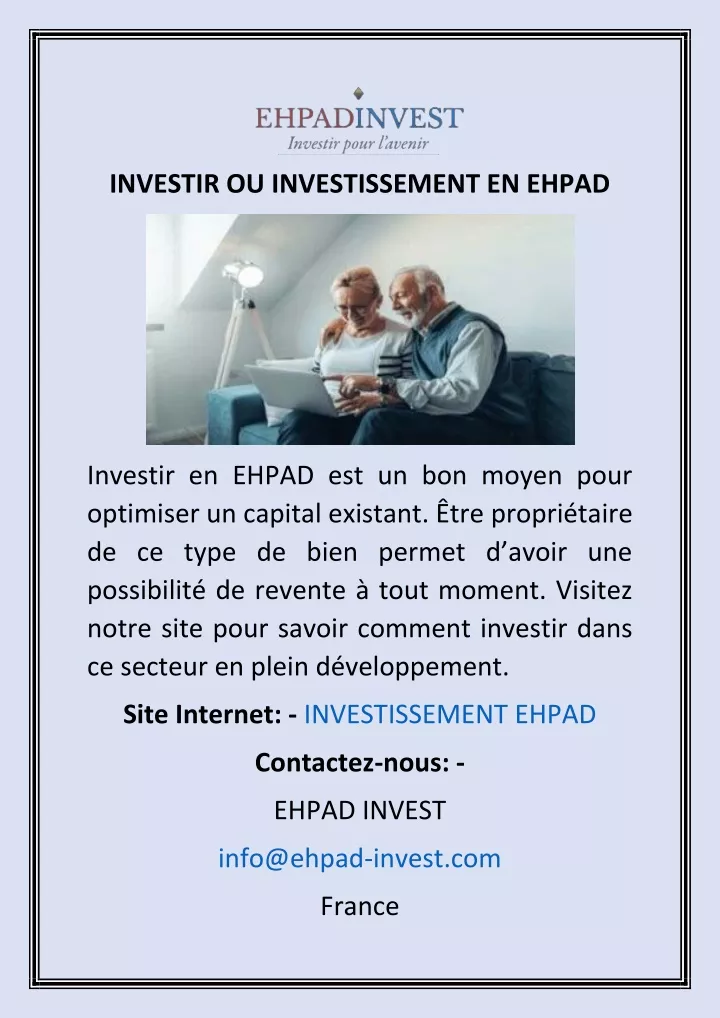 investir ou investissement en ehpad