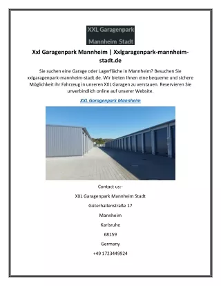 Xxl Garagenpark Mannheim  Xxlgaragenpark-mannheim-stadt.de