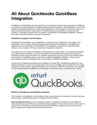 all about quickbooks quickbase integration