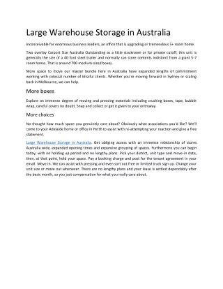 large warehouse storage in australia