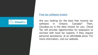 Free Tax Software Ontario  CloudTax