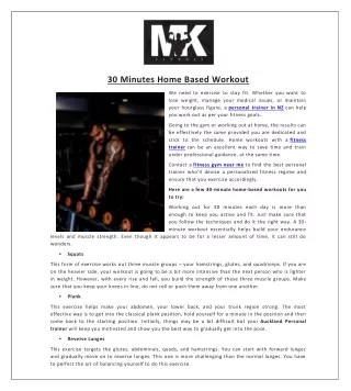 30 Minutes Home Based Workout