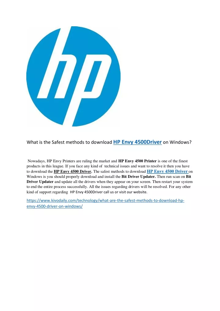 what is the safest methods to download hp envy