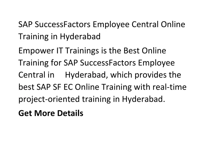 sap successfactors employee central online