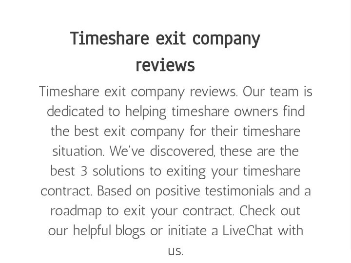 timeshare exit company reviews timeshare exit