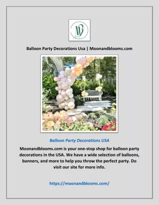 Balloon Party Decorations Usa | Moonandblooms.com