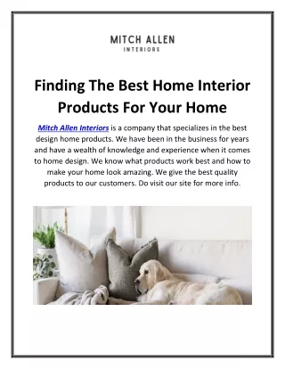 Finding The Best Home Interior Products For Your Home