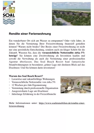 rendite einer ferienwohnung