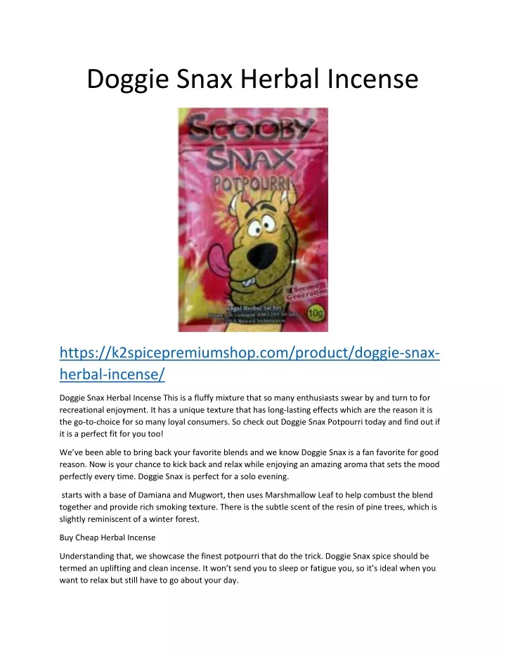 doggie snax herbal incense