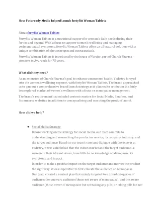 How Futuready Media helped launch fortyfitt Woman Tablets