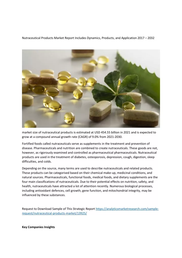 nutraceutical products market report includes