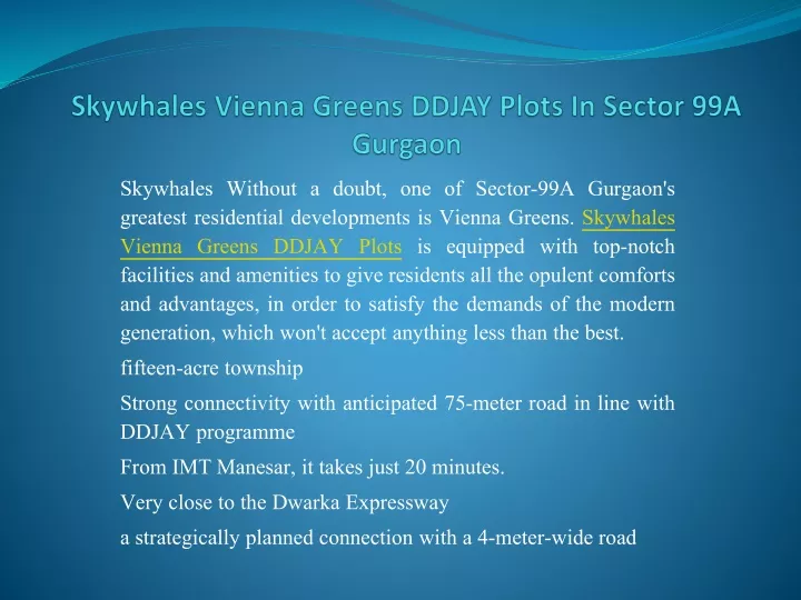 skywhales vienna greens ddjay plots in sector 99a gurgaon
