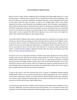 key facts related to alpilean reviews
