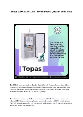Topas GAXCE SENSORS - Environmental, Health and Safety