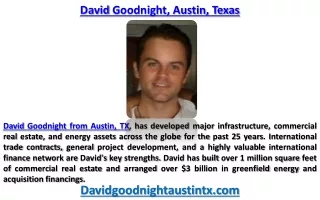 David Goodnight Austin - Top Profit Making Opportunities from Energy Sector