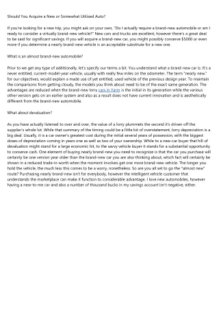 should you acquire a new or somewhat utilized auto