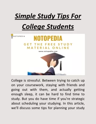 Simple Study Tips For College Students - Notopedia