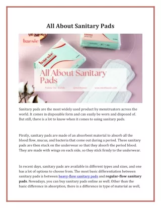 All about sanitary pads