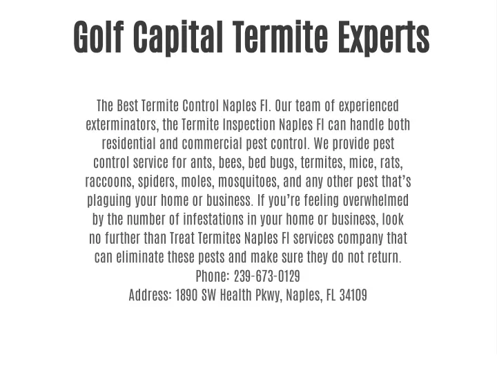 golf capital termite experts