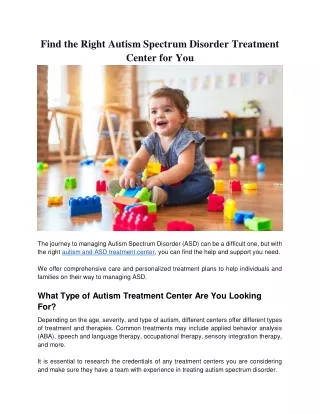 autism and asd treatment center