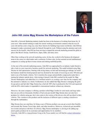 john hill joins mpg xtreme the marketplace