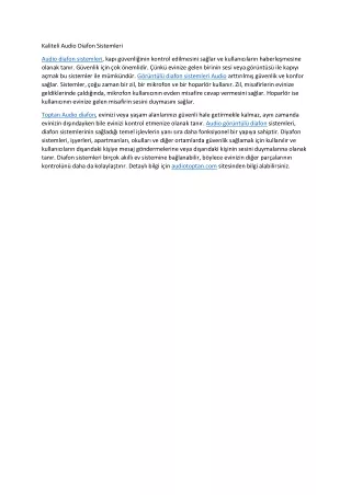 kaliteli audio diafon sistemleri