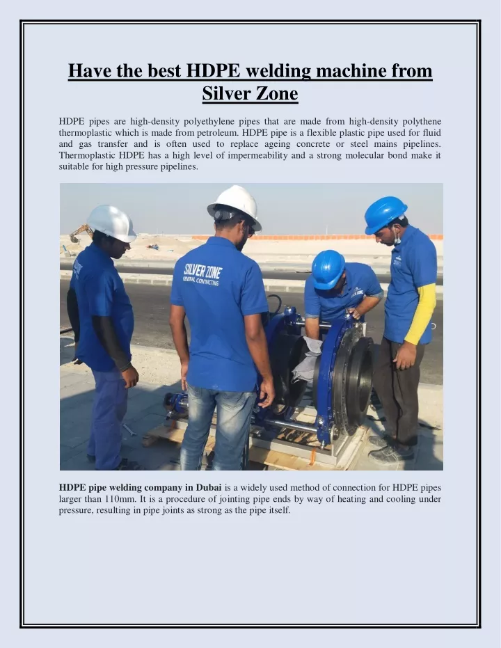 have the best hdpe welding machine from silver