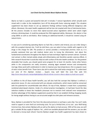 just check out key details about alpilean review