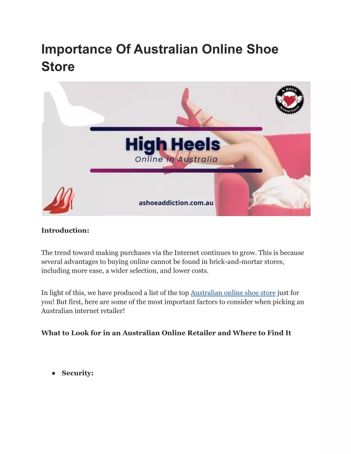 importance of australian online shoe store